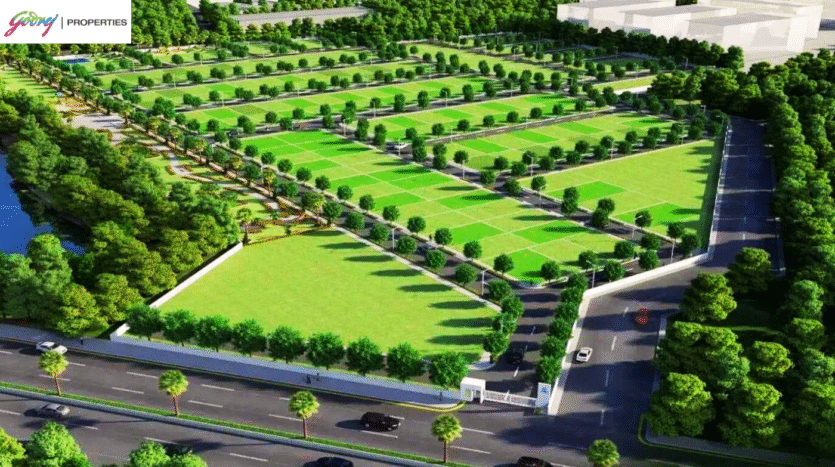 Well-planned plotted development at Godrej Doddaballapura with wide roads and landscaped zones